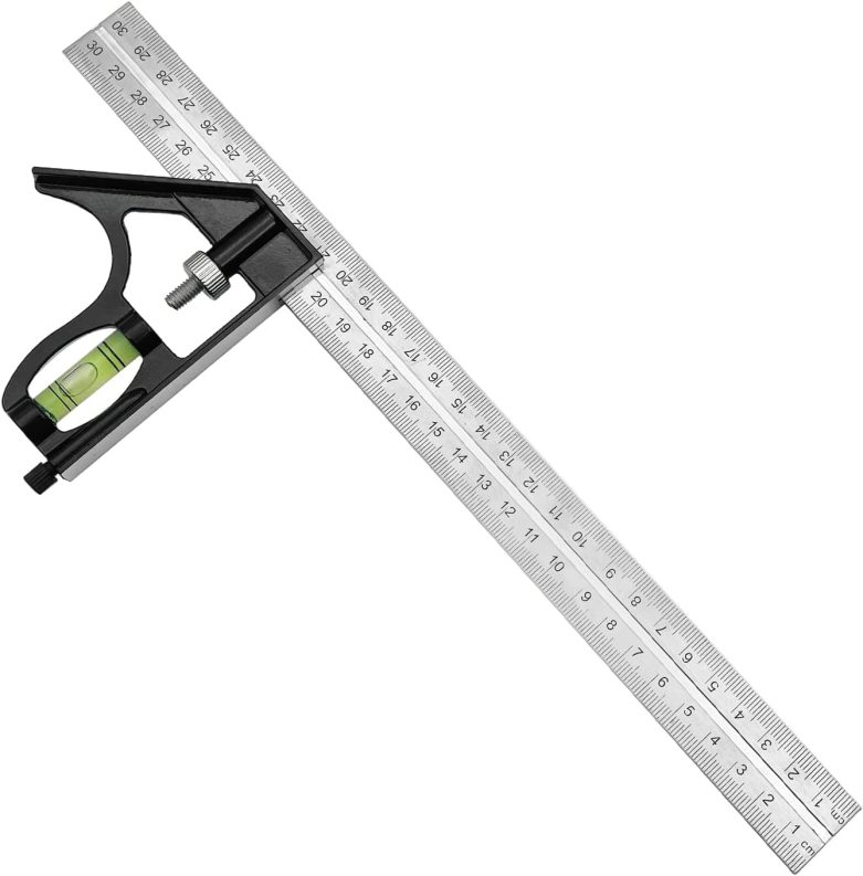 12" Combination Square, 45-90 Degree Marking, Carpentry Woodworking Measure Tools, Combination Square Set, Metal Ruler Framing Square T Ruler Framing Square, Metal Square - Image 2
