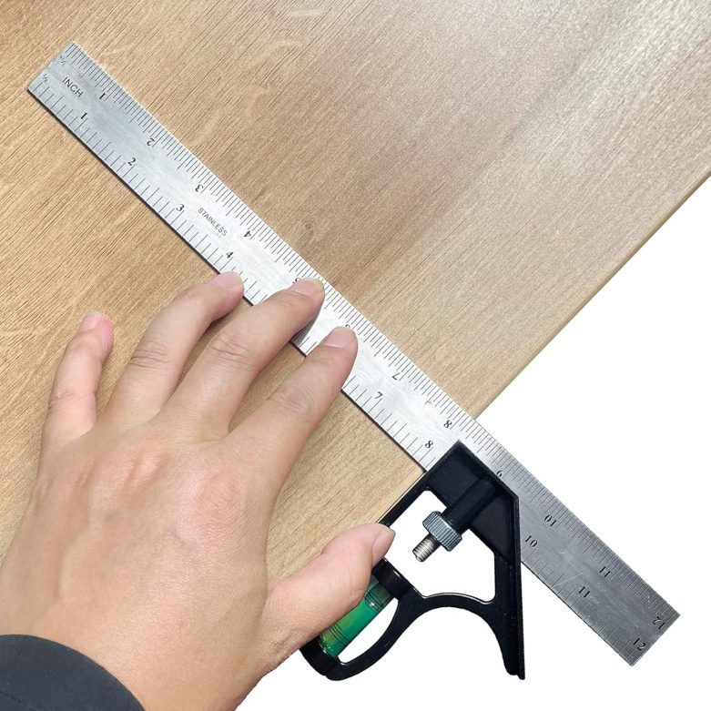 12" Combination Square, 45-90 Degree Marking, Carpentry Woodworking Measure Tools, Combination Square Set, Metal Ruler Framing Square T Ruler Framing Square, Metal Square - Image 6