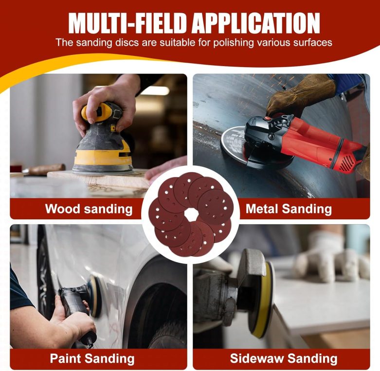 70 PCS 5 Inch Sanding Discs, 40 80 120 180 240 320 400 600 800 Grit Hook and Loop Sandpaper for Random Orbital Sander - Image 7
