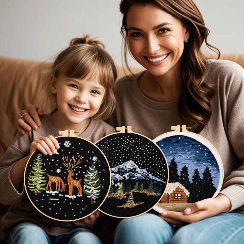 Armindou Embroidery Kit for Beginner Adults, Counted Stamped Cross Stitch kit for Adult Beginner, Hand Embroidery Starter Kits with Pattern, 3 Embroidery Hoop, Fabric (Attached Teaching Video QR Code) - Image 2