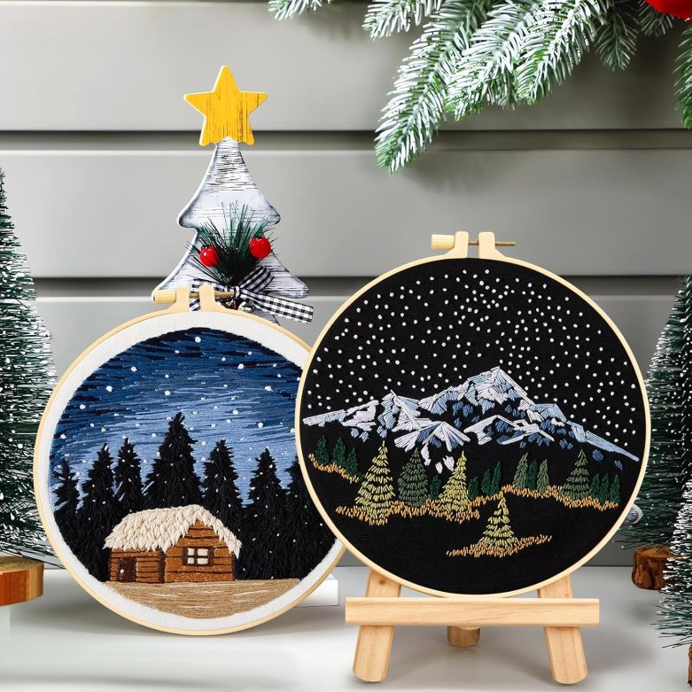 Armindou Embroidery Kit for Beginner Adults, Counted Stamped Cross Stitch kit for Adult Beginner, Hand Embroidery Starter Kits with Pattern, 3 Embroidery Hoop, Fabric (Attached Teaching Video QR Code) - Image 6