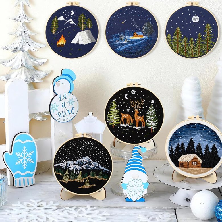 Armindou Embroidery Kit for Beginner Adults, Counted Stamped Cross Stitch kit for Adult Beginner, Hand Embroidery Starter Kits with Pattern, 3 Embroidery Hoop, Fabric (Attached Teaching Video QR Code) - Image 7