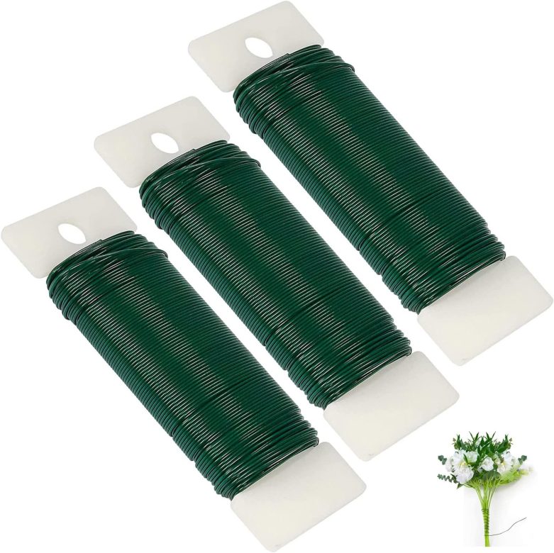Green Floral Wire,Christmas Wire Wreath Wire 3 Pack 118 Yards 22 Gauge Flexible Paddle Wire Florist Wire Green Wire for Crafts,Christmas Wreaths Tree,Garland and Floral Flower Arrangements