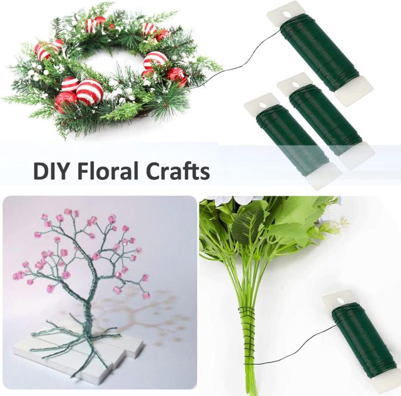 Green Floral Wire,Christmas Wire Wreath Wire 3 Pack 118 Yards 22 Gauge Flexible Paddle Wire Florist Wire Green Wire for Crafts,Christmas Wreaths Tree,Garland and Floral Flower Arrangements - Image 3