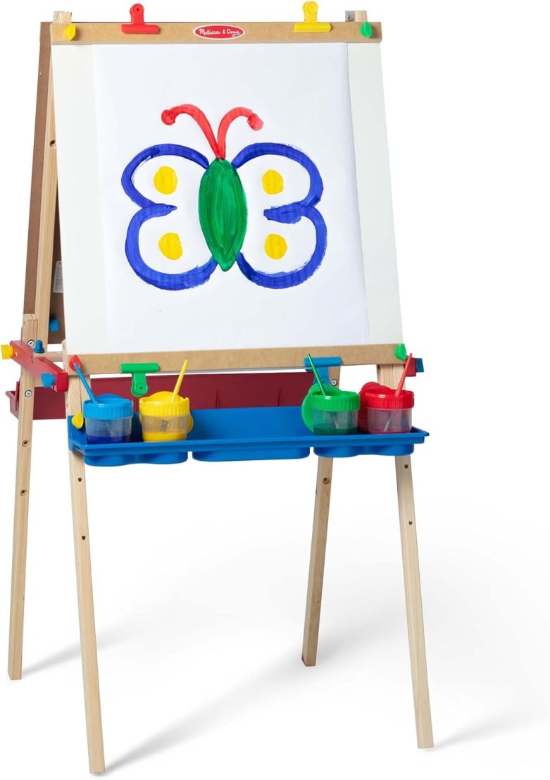Melissa & Doug Deluxe Standing Art Easel - Dry-Erase Board, Chalkboard, Paper Roller - FSC Certified - Image 3