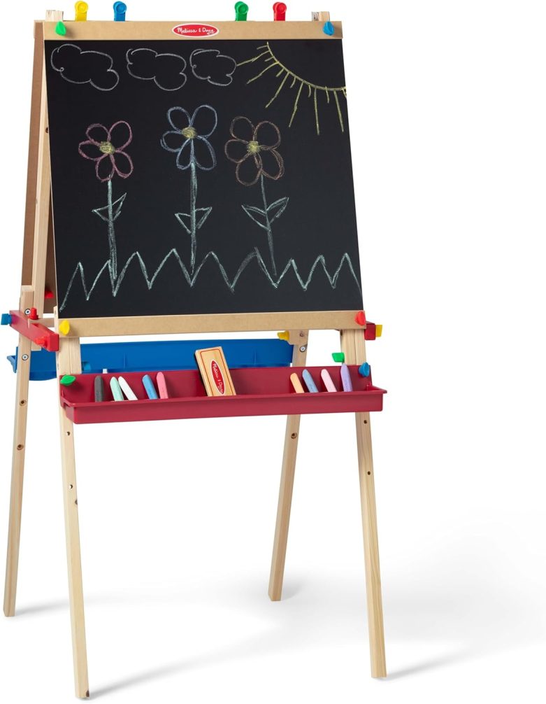 Melissa & Doug Deluxe Standing Art Easel - Dry-Erase Board, Chalkboard, Paper Roller - FSC Certified - Image 5