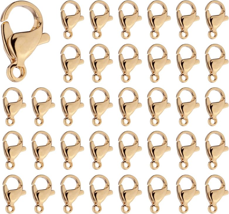 Pandahall 100Pcs 304 Stainless Steel Lobster Claw Clasps Real 18K Gold Plated 12x7x4mm Polishing Jewelry Clasps Connectors for Bracelet Necklace Jewelry Making