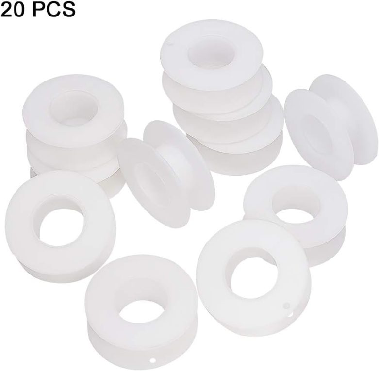 PH PandaHall 20 Pack Empty Spool, Plastic Ribbon Spools Wire Weaving Bobbins Empty Thread Spools Ribbon Chain Tape Spools White Spools for Embroidery Thread Yarn Ribbon Crafts Sewing 2.16x0.78inch - Image 5