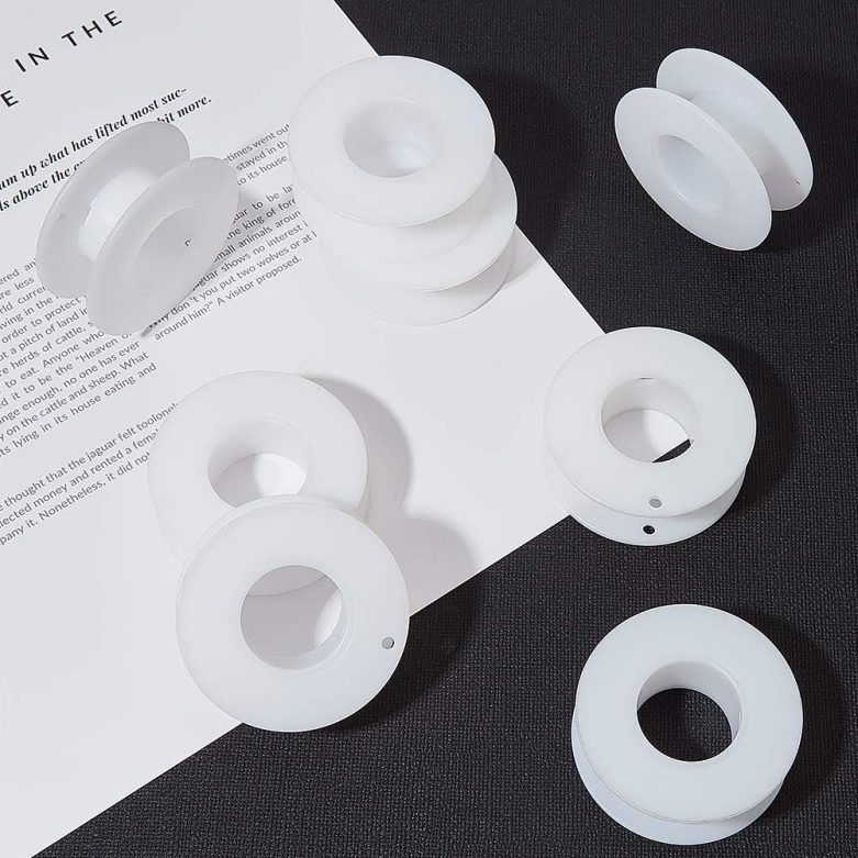 PH PandaHall 20 Pack Empty Spool, Plastic Ribbon Spools Wire Weaving Bobbins Empty Thread Spools Ribbon Chain Tape Spools White Spools for Embroidery Thread Yarn Ribbon Crafts Sewing 2.16x0.78inch - Image 7